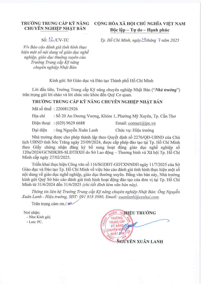 Trường Trung cấp Kỹ năng Chuyên nghiệp Nhật Bản