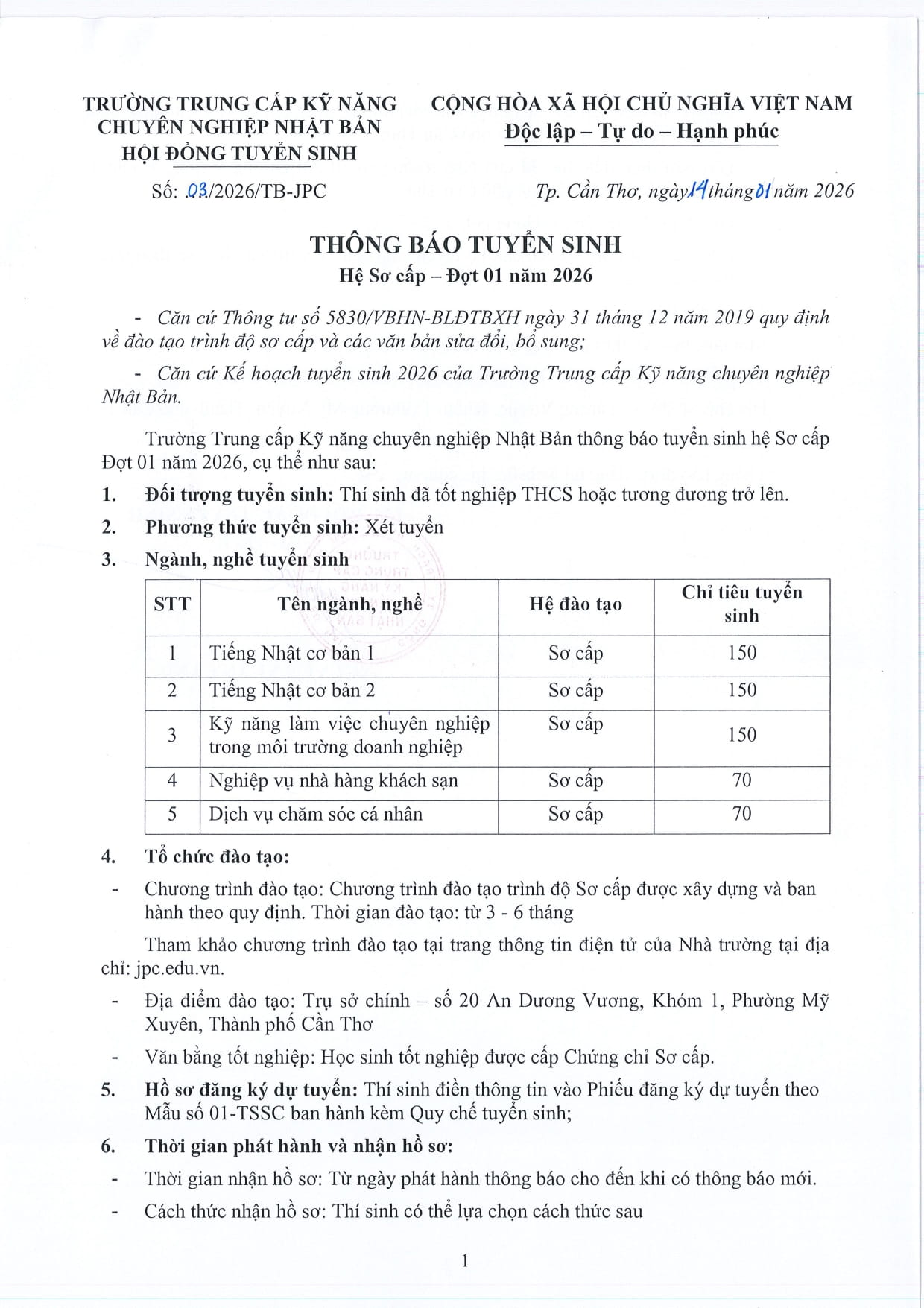 Trường trung cấp chuyên nghiệp Nhật Bản