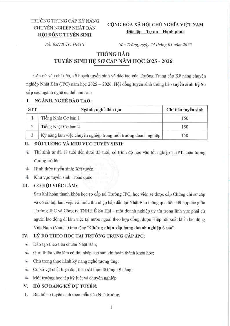 Trường trung cấp chuyên nghiệp Nhật Bản