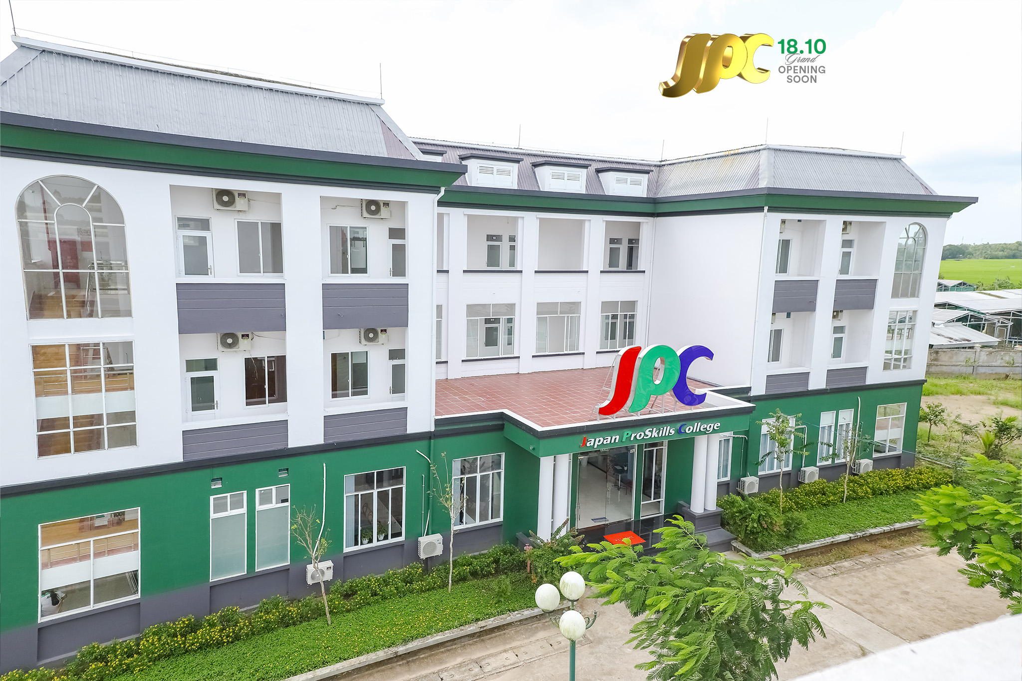 Hình chụp mặt tiền trường JPC từ trên cao